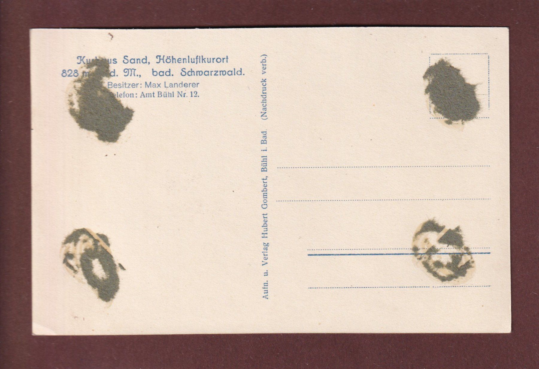 Cartoline postali: SCHWARZWALD - Kurhaus Sand – Usato da Pully venduto da nicecards 1