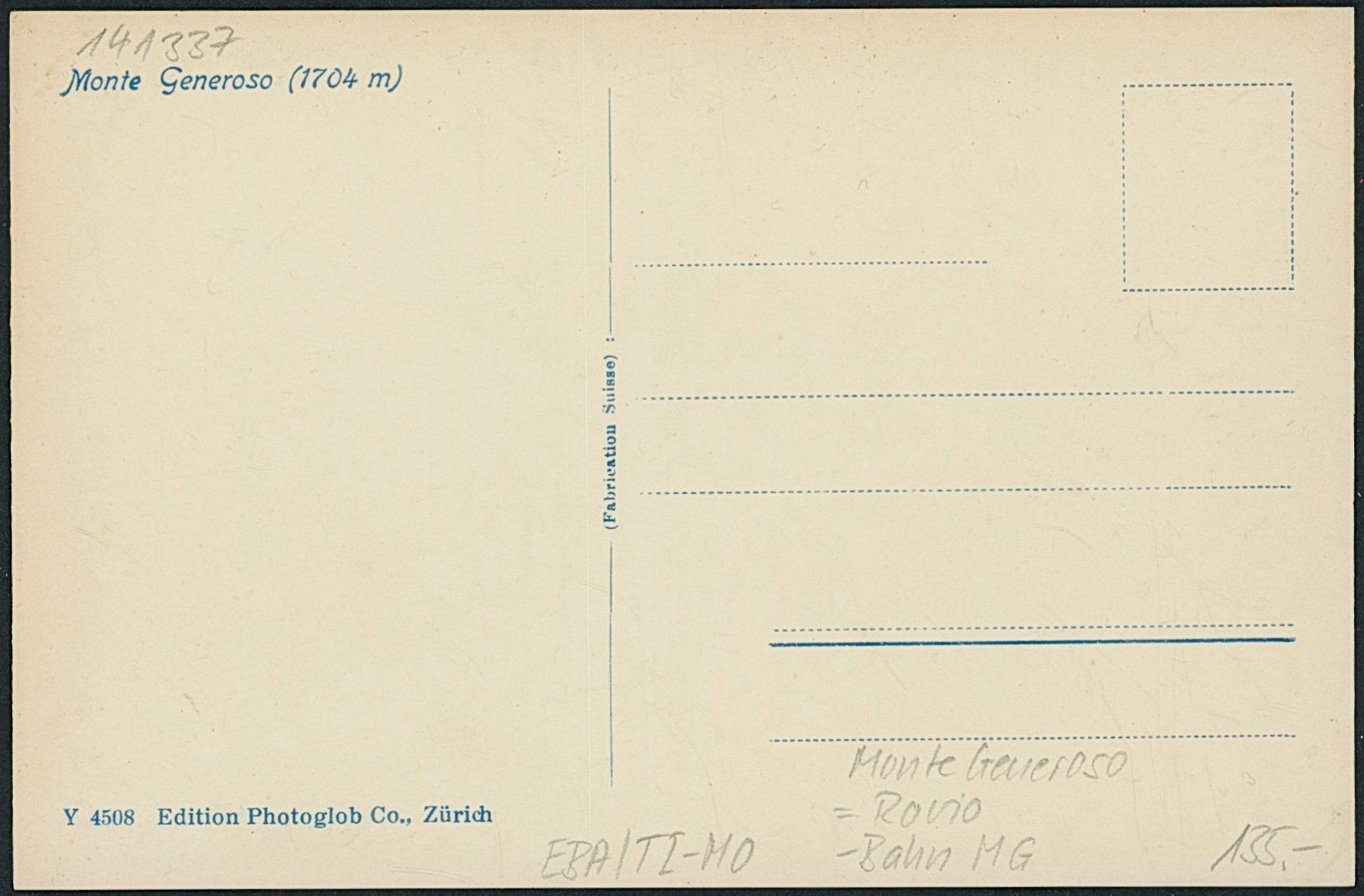 Cartoline postali: TI Monte Generoso - Bahnhof - Bahn MG – Nuovo (secondo la descrizione) da Schindellegi venduto da Jonathan77 1