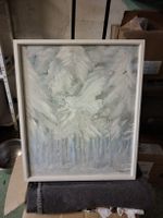 Ölgemälde Winterlandschaft mit Vogel gerahmt signiert 84