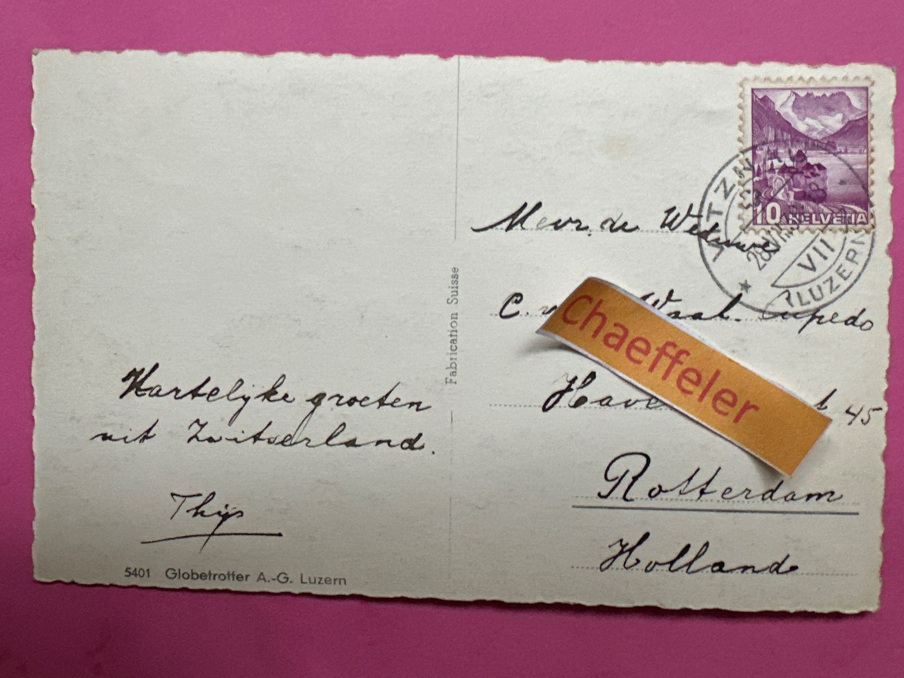Cartoline postali: 1938 Vitznau – Usato da Zürich venduto da Chaeffeler 1