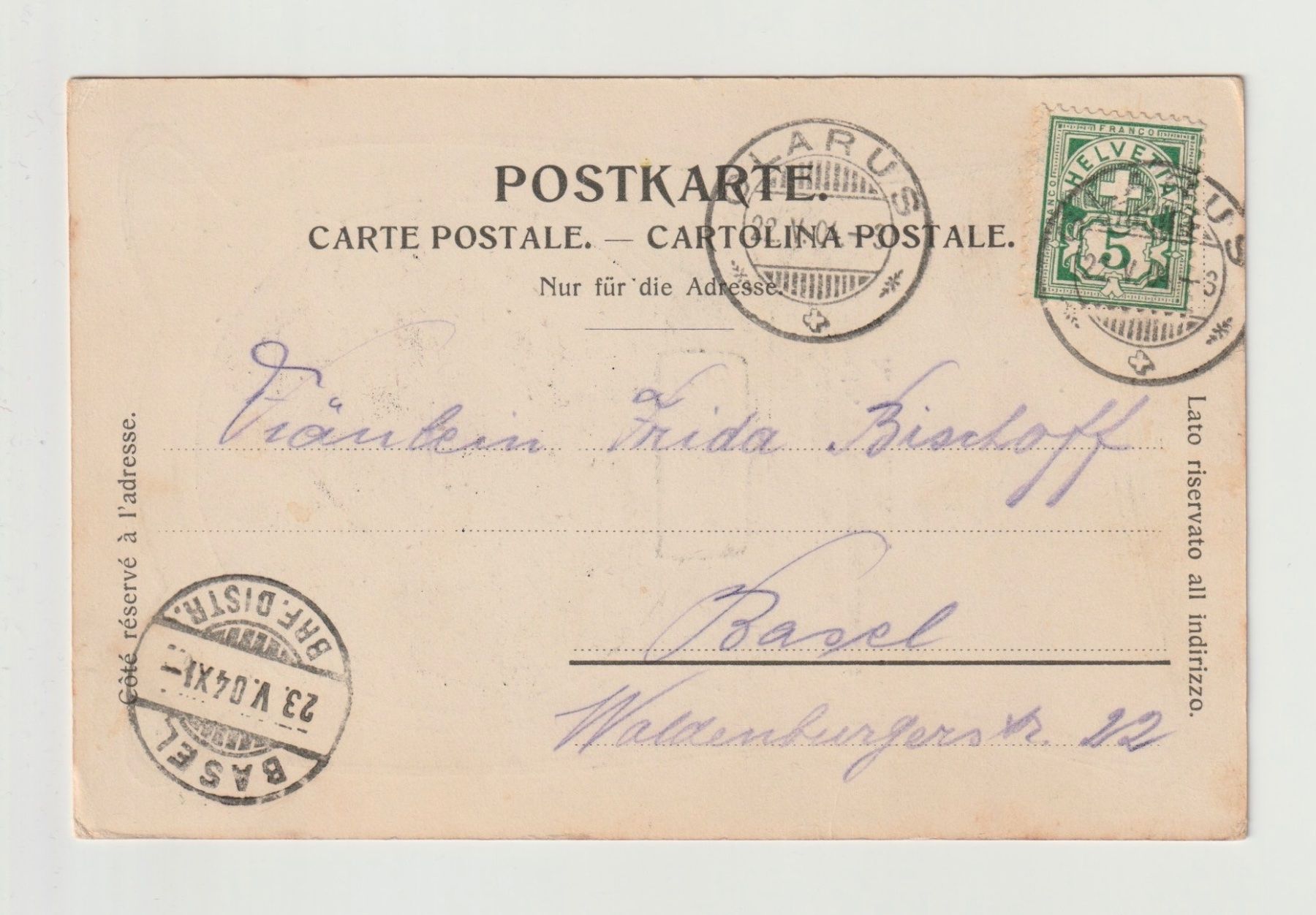 Cartoline postali: Typographenbundes in Glarus 1904 – Usato da Lausanne venduto da PL22neufx 1