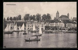 Rapperswil, Ufer mit Segelbooten und Hot