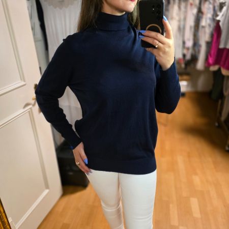 Basic Rollkragenpullover in Dunkelblau L/XL