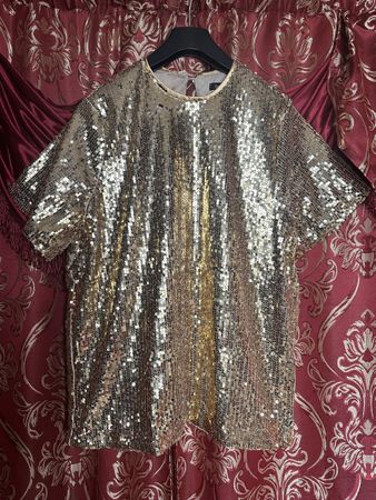 Shirt sequin Pailletten, gold, Fasnacht, Street Parade, neu