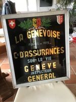 Panneau publicitaire verre églomisé La Genevoise Assurances
