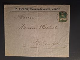 Ganzsache, Umschlag P. Brenn Schmiedmeister Ilanz