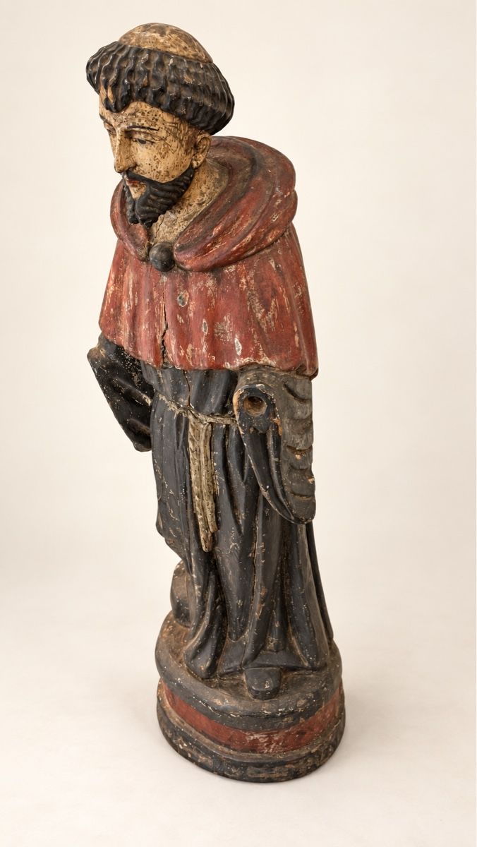 Sculture & Statue: Antiker Heiliger oder Franziskanermönch aus polychromem Holz – Usato da Locarno venduto da Osvaldo61