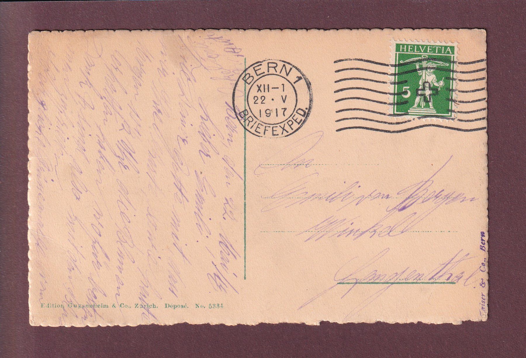 Cartoline postali: BERN - Bärengraben - 1917 – Usato da Pully venduto da nicecards 1