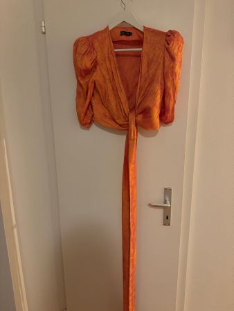 Damen Kleid & Bluse orange Grösse M mit Bindegürtel
