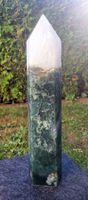 💚🤍 Beeindruckender Moosachat Obelisk in AAA-Qualität ✨