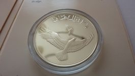 Silbermünze aus Oman : 2 1/2 Rials Kaffernadler 1987 ,WWF