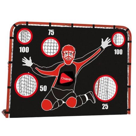 Hudora Unihockeytor mit Torwand (rot, 56cm × 160cm × 115cm,