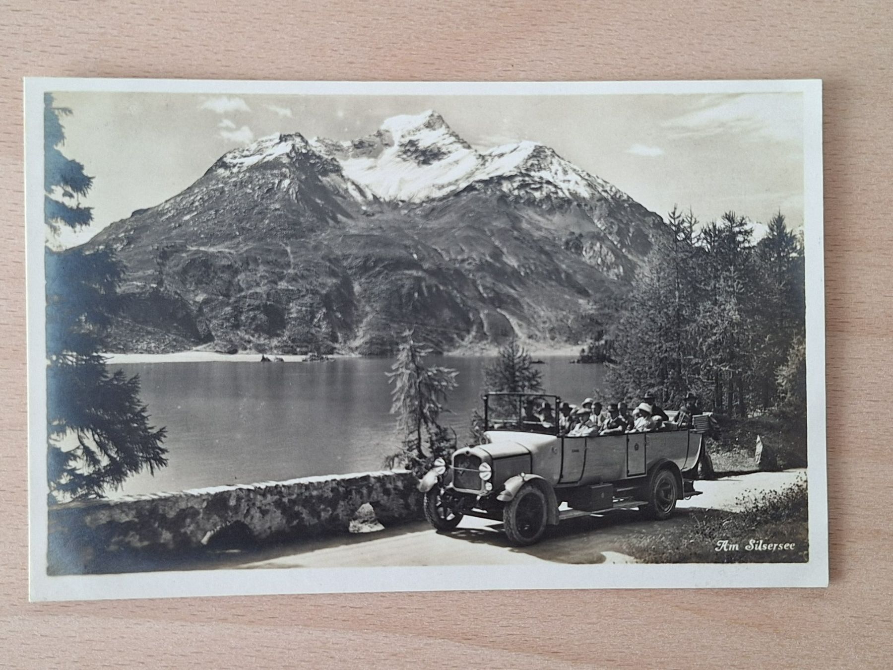Cartoline postali: AK Schweiz, Postauto Saurer am Silsersee – Usato da Lohn-Ammannsegg venduto da Beo71
