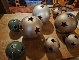 1 Posten Konvolut Weihnachten Deko Garten Lichter Kugeln