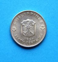 Münze Philippinen 50 Centavos 1947 Silber