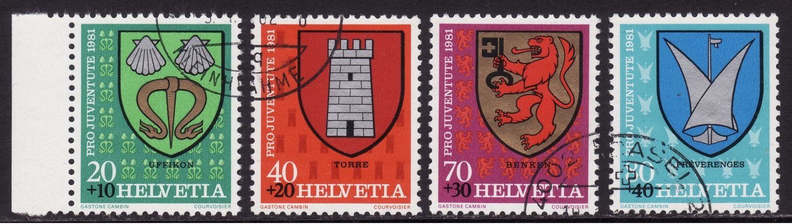 Tutti i francobolli: Pro Juventute Satz SBK-Nr. 277-280 (Gemeindewappen 1981) – Usato da Gränichen venduto da Teufenthaler