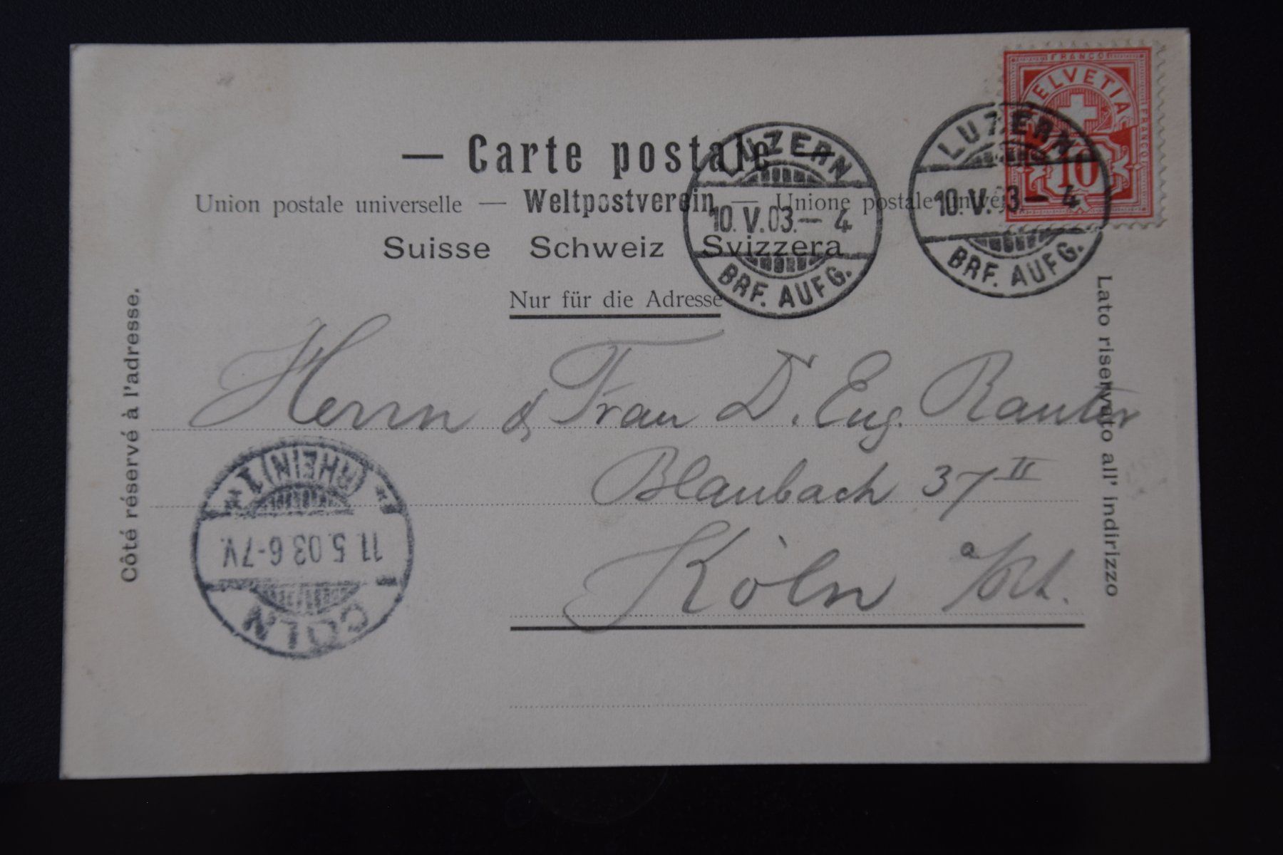 Ansichtskarten: AK Luzern, Restaurant Stadthof  1903 – Gebraucht aus Luzern von CH2018 1