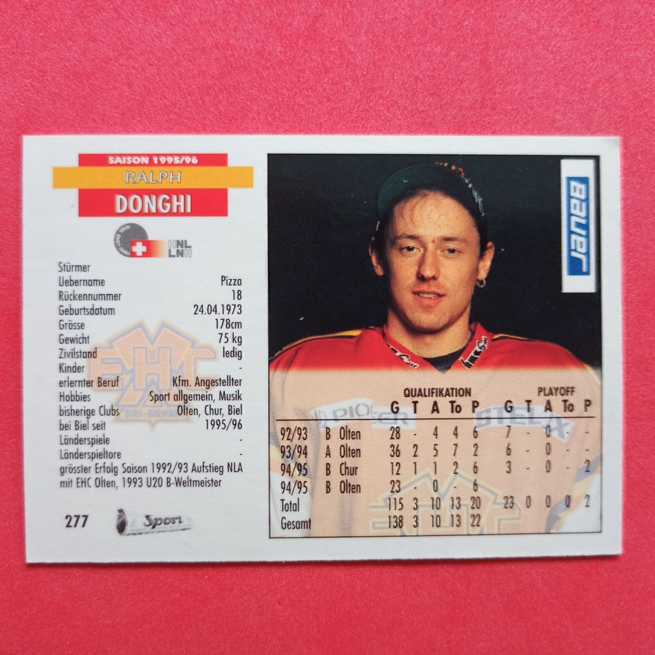 Sammelbilder & Trading cards: Ralph Donghi - EHC BIEL CARD - 1995/96 – Gebraucht aus Dübendorf von kb86_MOVIE 1