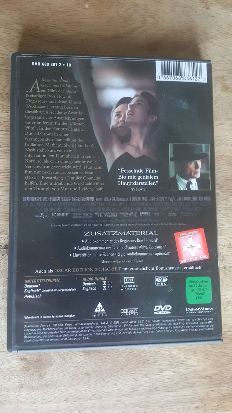 Tutti i DVDs: DVD A Beautiful Mind Russell Crowe – Usato da Dierikon venduto da sanpaplo 1