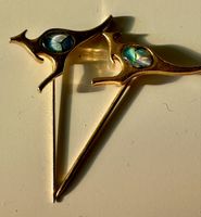 Vintage Känguru Brosche/Anstecknadel, vergoldet, Opal Optik