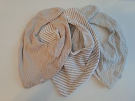 3 Baby Dreieckstücher Bio-Baumwolle beige neu, Lätzchen