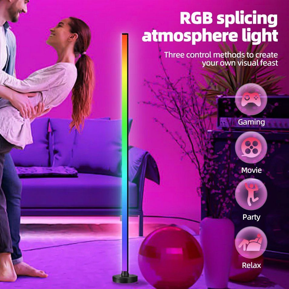 Lampen: LED RGB Stehlampe App-gesteuert mit Musik-Sync & Timer – Neu und originalverpackt aus Genève von Top-Trend 1