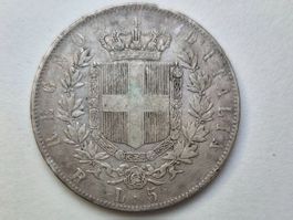 🇮🇹 Italy 5 Lire 1876 Silver 25g .900