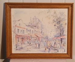 Lithographie  Place du Tertre à Montmartre de Legai