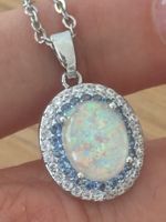Luxus Elegante Kette Farbe : Zirkonia Silber weiss Blau