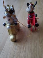 2 Weihnachtsschmuck Anhänger Elch auf Mofa/Velo Set