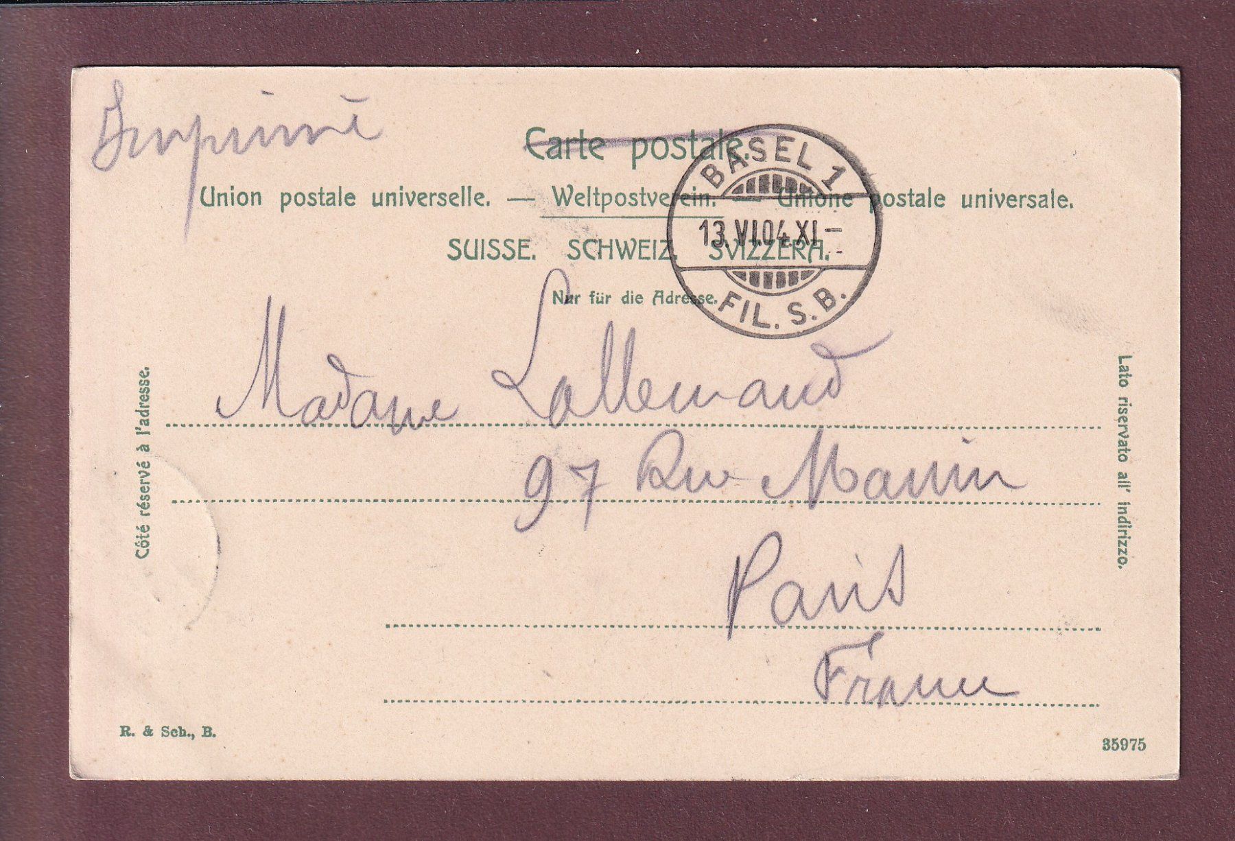 Cartoline postali: BASEL - Spalentor - Tram - 1904 – Usato da Pully venduto da nicecards 1