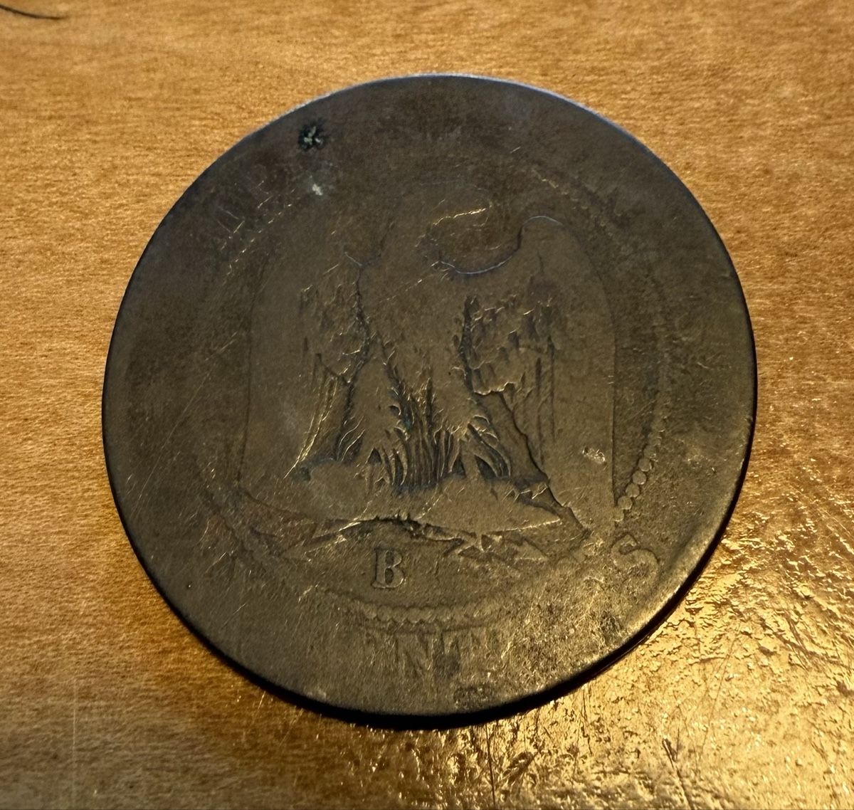 Alle Münzen: Pièce 5 Centimes Napoléon III 1855 – Gebraucht aus Les Bayards von aout 1