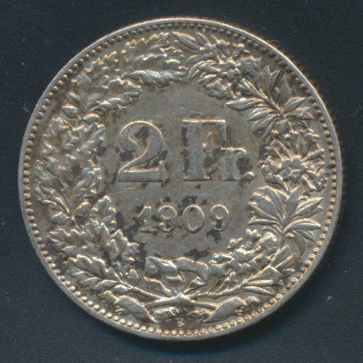 Tutti le monete: 2 Fr. 1909 vz – Usato da Roggwil BE venduto da Stampdealer3