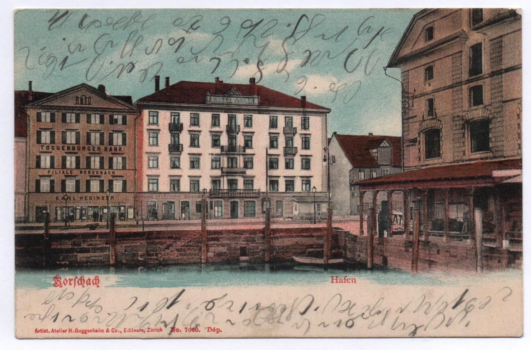 Cartoline postali: RORSCHACH Toggenburger Bank, Hotel Anker – Usato da Jona venduto da philajona