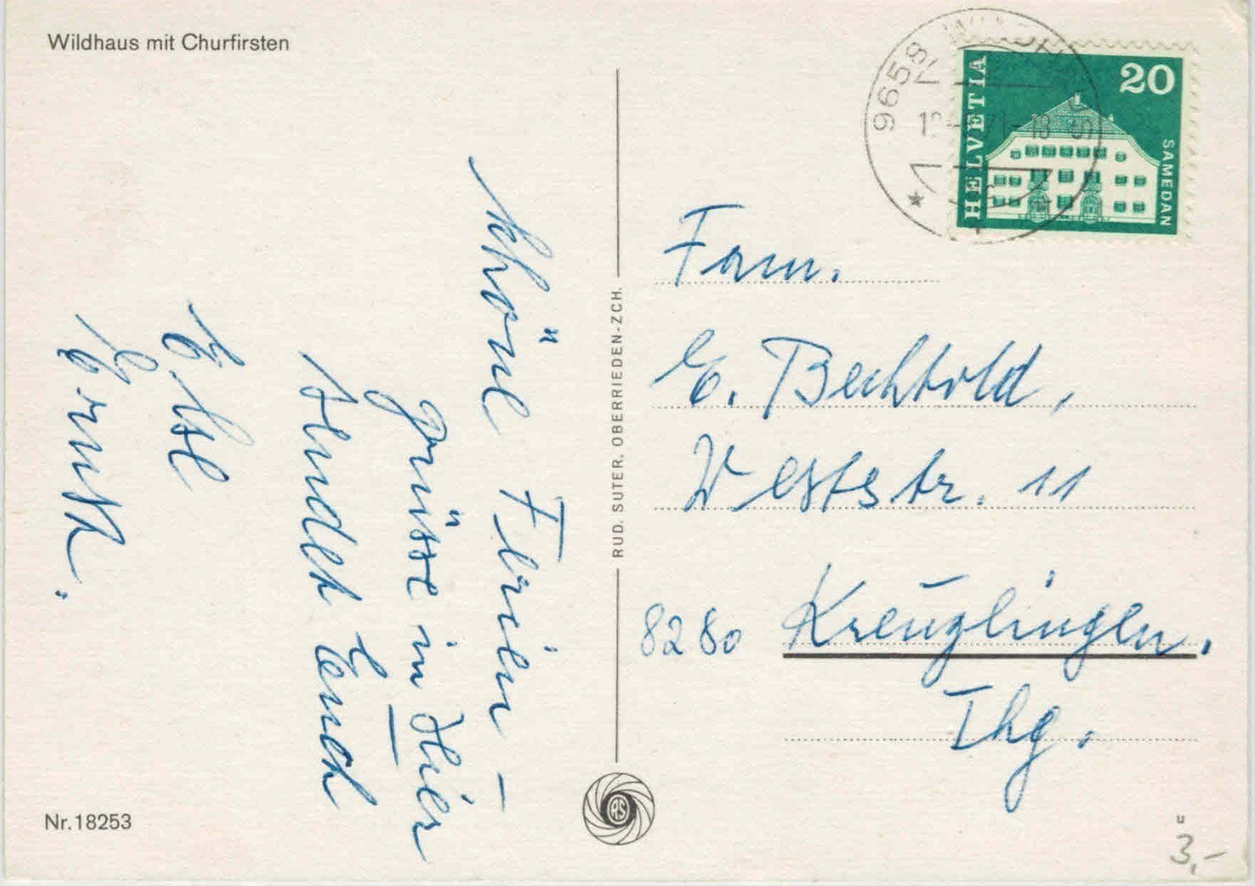 Cartoline postali: SG 103 Wildhaus mit Churfirsten Schafe GF – Usato da Fribourg venduto da philafri 1