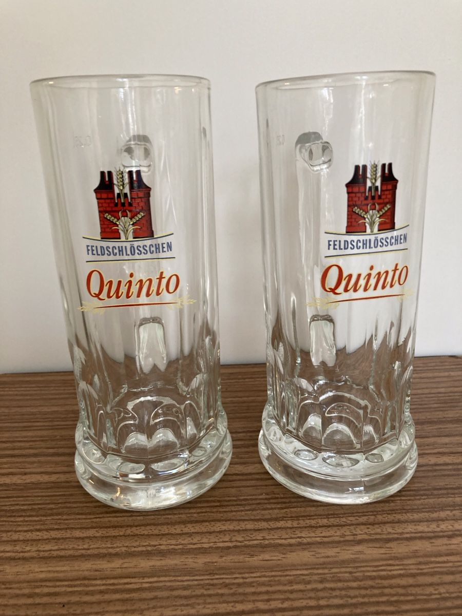 Feldschlösschen Gläser: 2 Feldschlösschen Quinto Bierkrüge 0.25l – Neu (gemäss Beschreibung) aus Schübelbach von Mo-99