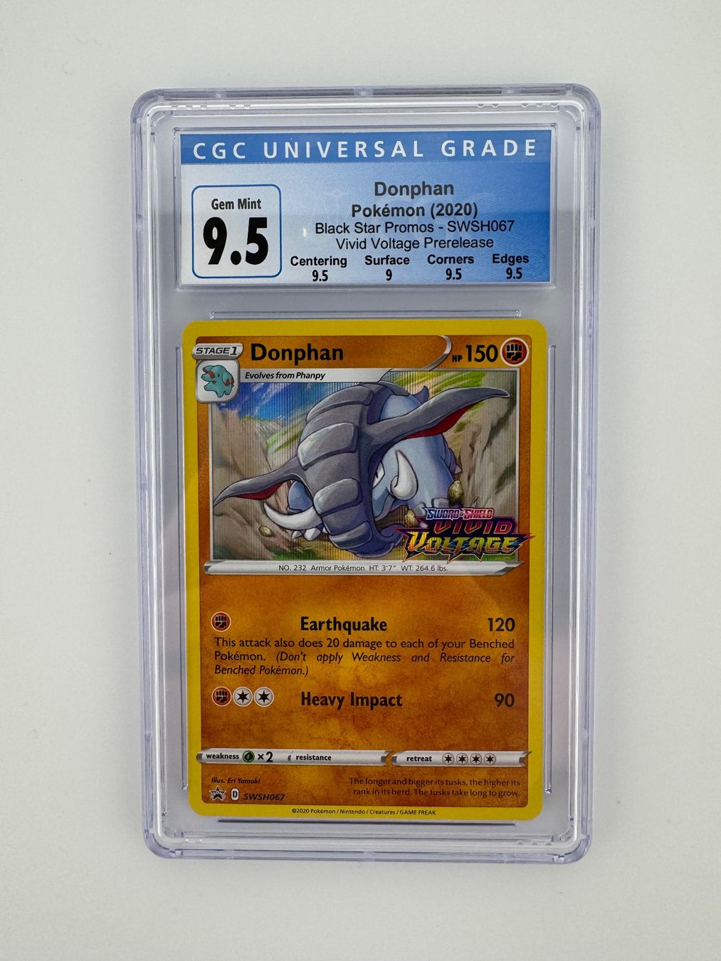 Pokémon Carte collezionabili: Pokemon Vivid Voltage Prerelease Donphan CGC 9.5 Gem Mint EN – Usato da Arbon venduto da RockyHusky2017
