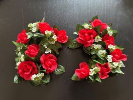 Festliche rote Rosen-Kerzenringe 2 Stk. Frühlingsdeko!