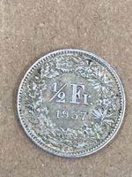 SVIZZERA 1/2  FR MONETA IN ARGENTO 1957 usata - circolata