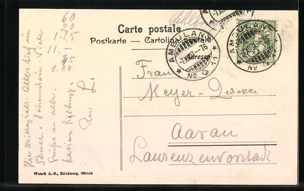 Cartoline postali: AK Sihlbrugg, Restaurant Waldhaus, 1907 – Usato da Berlin venduto da bartko-reher 1