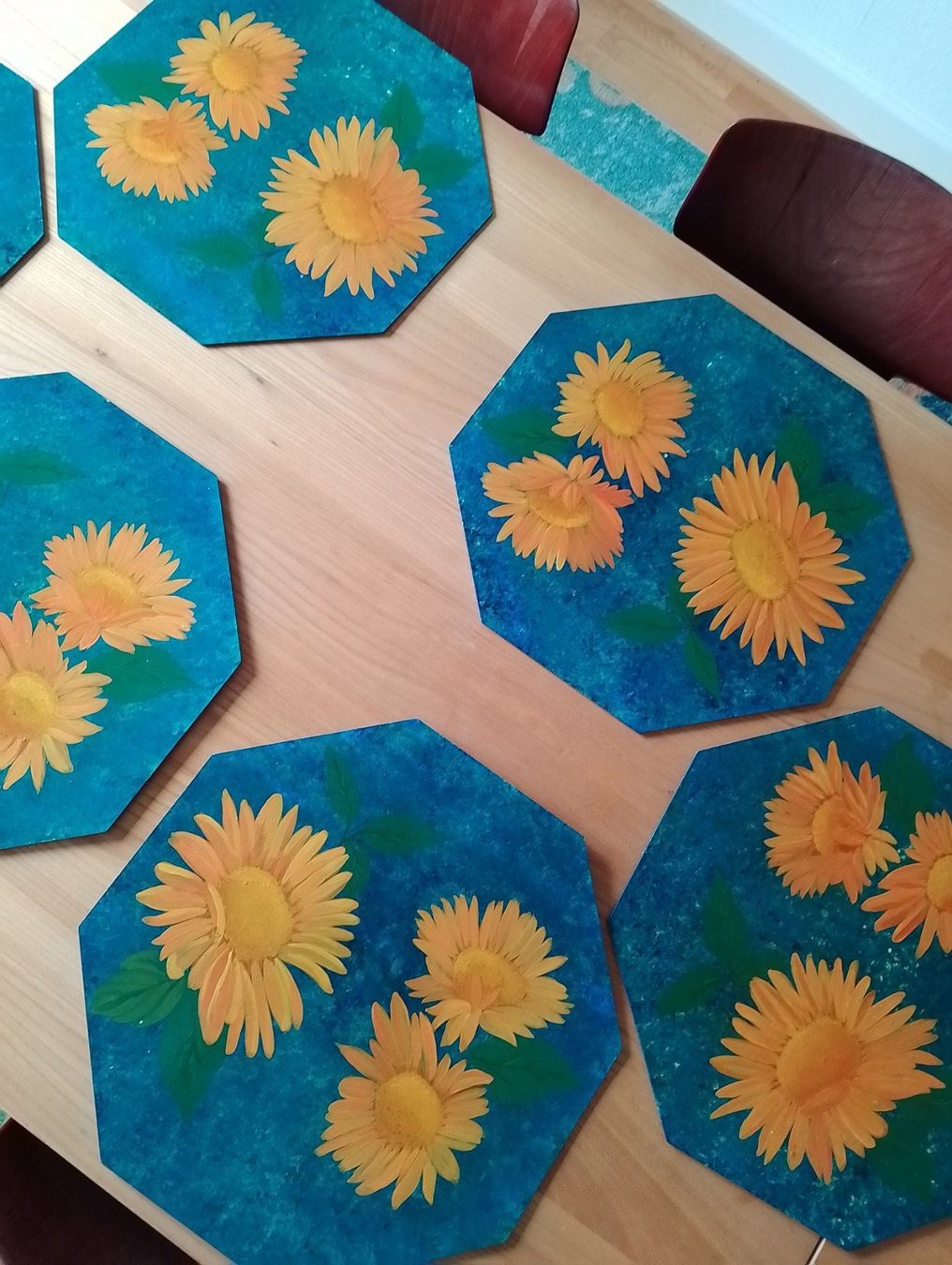 Sottobicchieri: 6 handgemalte Tischsets Sonnenblumen UNIKATE! – Usato da Luzern venduto da Seri4 1