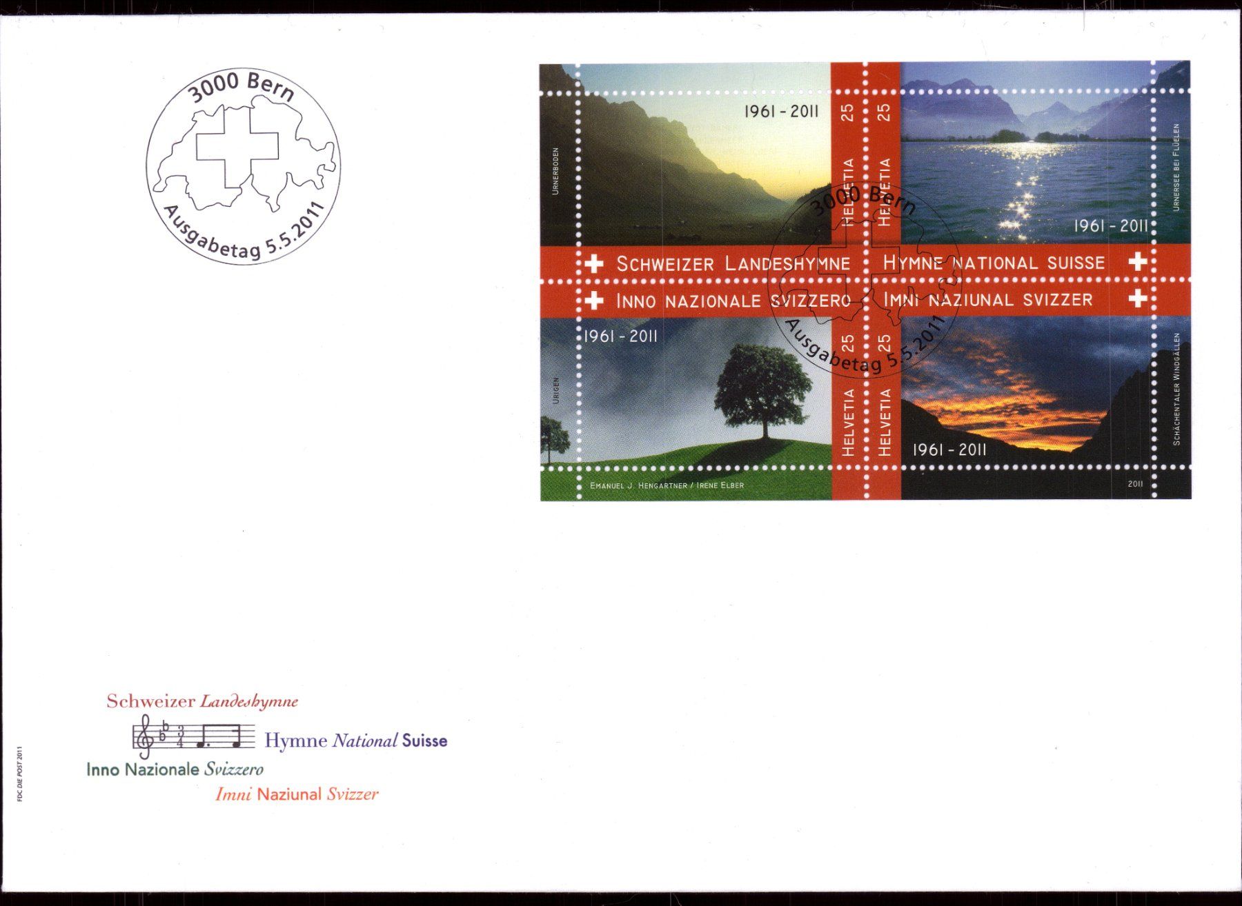 Alle Briefmarken: 2011 FDC Schweizer Landeshymne Block – Gebraucht aus Eggersriet von stamp303