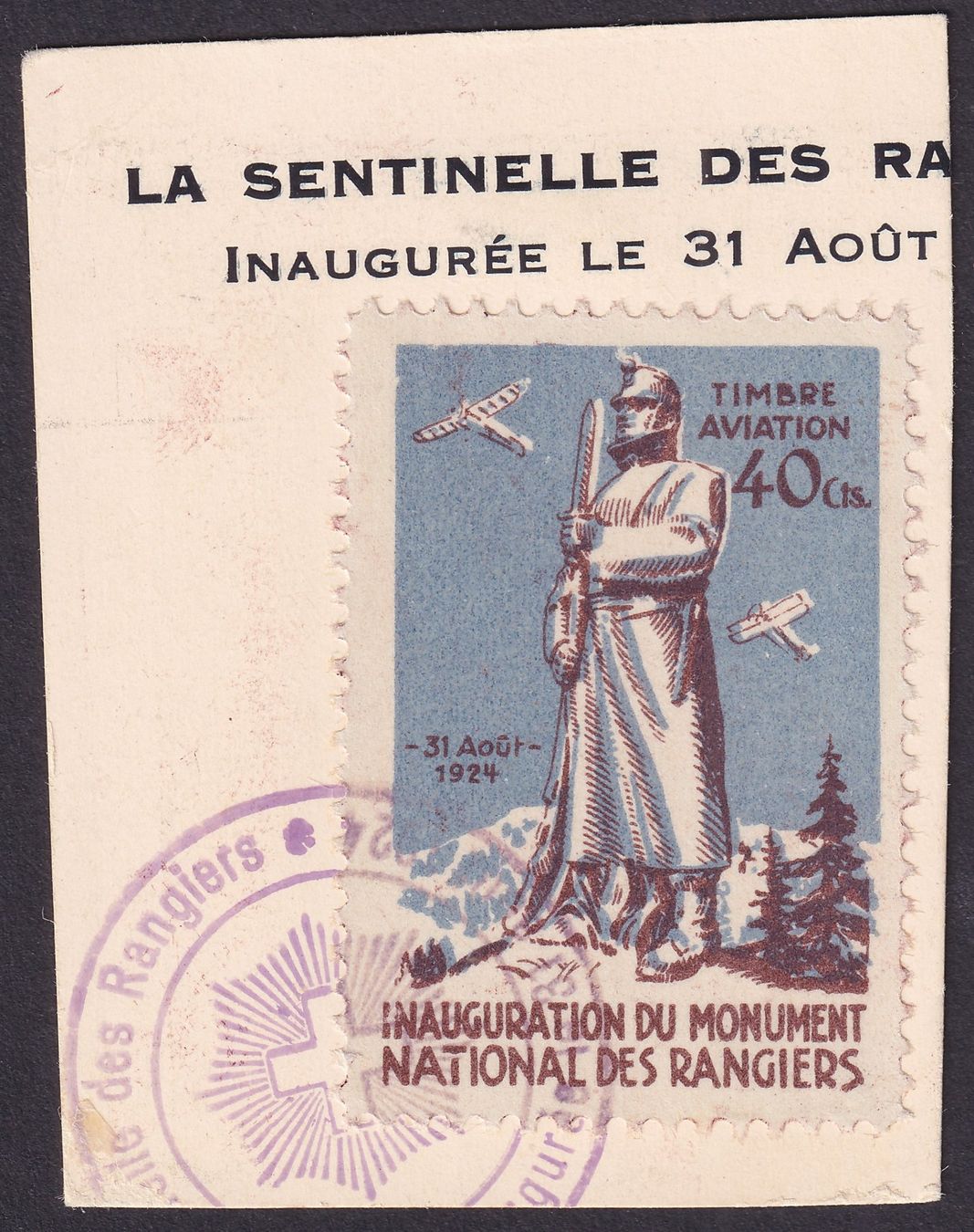 Tutti i francobolli: Flugspende Vignette 1924.4 Les Rangiers gestempelt – Usato da Ebikon venduto da SilvioFreund