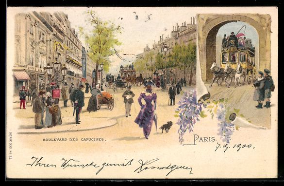 Cartes postales: Litho Paris, Boulevard des Capucines – D'occasion à Berlin par bartko-reher