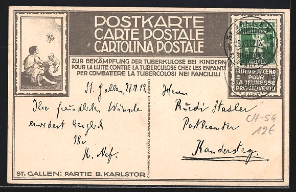 Cartoline postali: Ernst Kutzer: St. Gallen, Partie bei Kar – Usato da Berlin venduto da bartko-reher 1