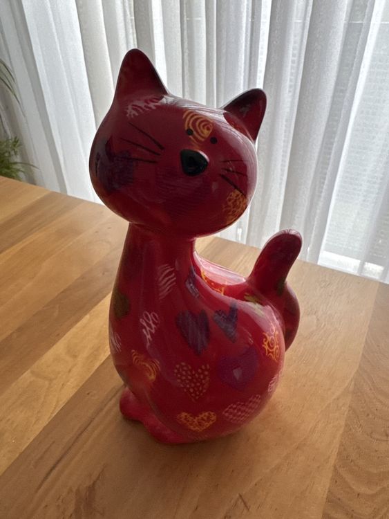 Netproshop Spardose Katze Aus Keramik – Handbemalt, Mit Gummipfropfen, Ca. 22 Cm Hoch, Individuell