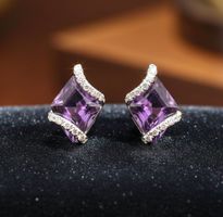 Zeitlose Eleganz - Amethyst Silber 925 Ohrringe - NEU