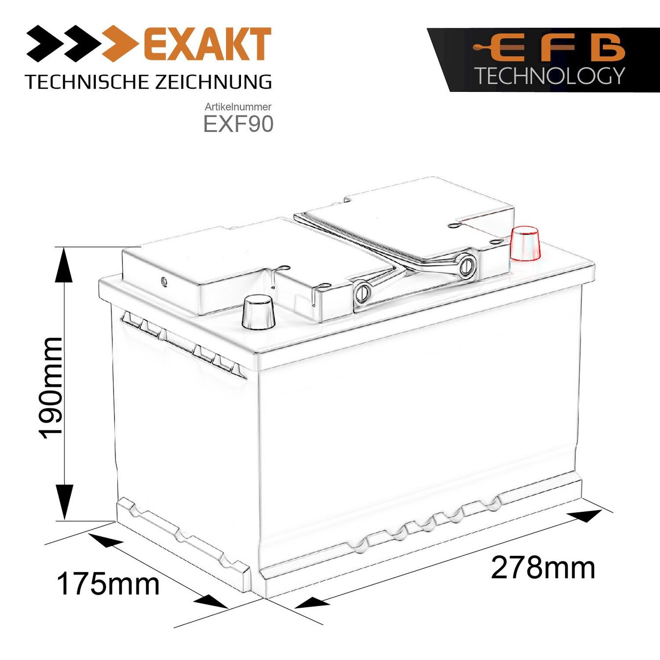 Batterie: EXAKT EFB Autobatterie 90Ah 12V – Nuovo e nell'imballaggio originale da Bottighofen venduto da zaap 3