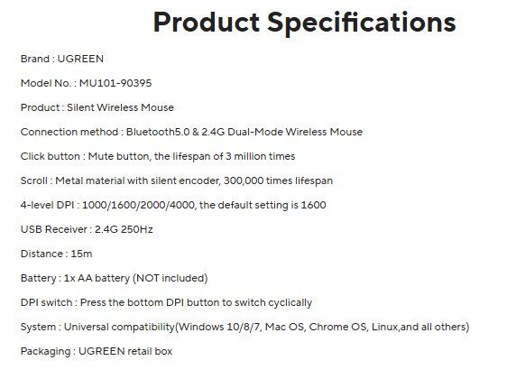 Mouse: UGREEN Bluetooth & 2,4G Dual-Mode Wireless Maus Mouse – Nuovo e nell'imballaggio originale da Romanshorn venduto da pfimex 9