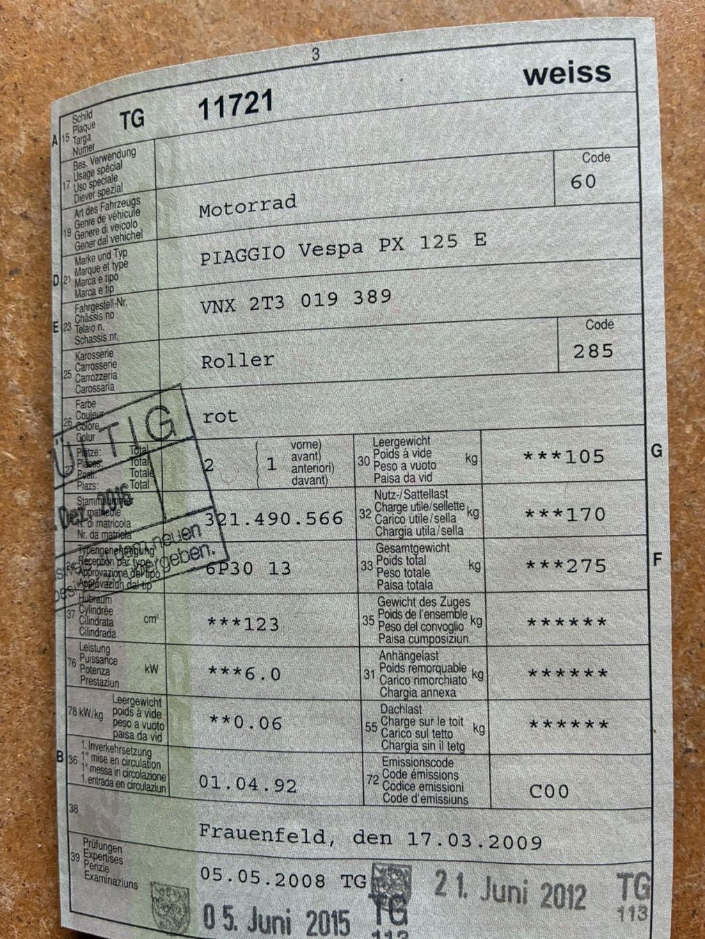 Piaggio Strasse: Vespa PX 125 E mit Elektrostarter – Gebraucht aus Amriswil von egliracing 9